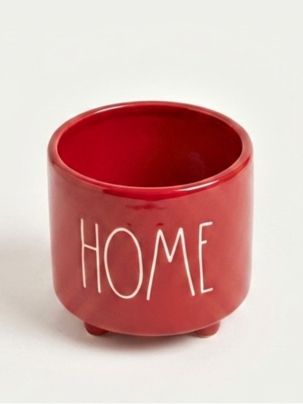 Rae Dunn HOME Bright Red Ceramic Footed Planter Farmhouse Boho Eclectic Decor - Picture 2 of 7